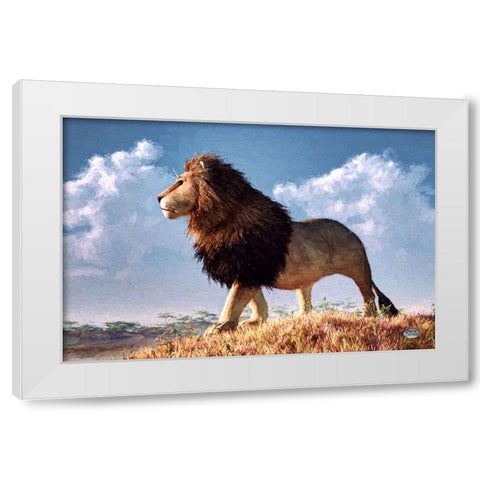 Impressionist Lion White Modern Wood Framed Art Print by Eskridge, Daniel