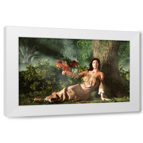 My Little Dragon White Modern Wood Framed Art Print by Eskridge, Daniel