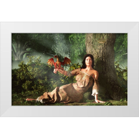 My Little Dragon White Modern Wood Framed Art Print by Eskridge, Daniel