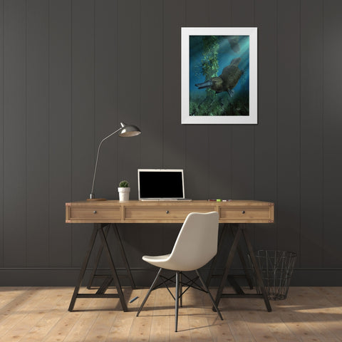 Platypus White Modern Wood Framed Art Print by Eskridge, Daniel