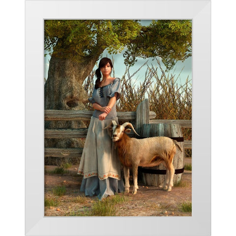 The Farmers Daughter White Modern Wood Framed Art Print by Eskridge, Daniel