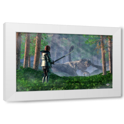 The Wyvern White Modern Wood Framed Art Print by Eskridge, Daniel