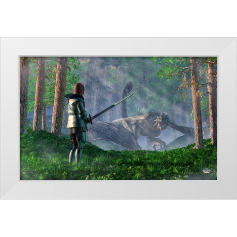 The Wyvern White Modern Wood Framed Art Print by Eskridge, Daniel