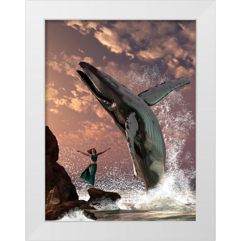 Whale Watcher White Modern Wood Framed Art Print by Eskridge, Daniel