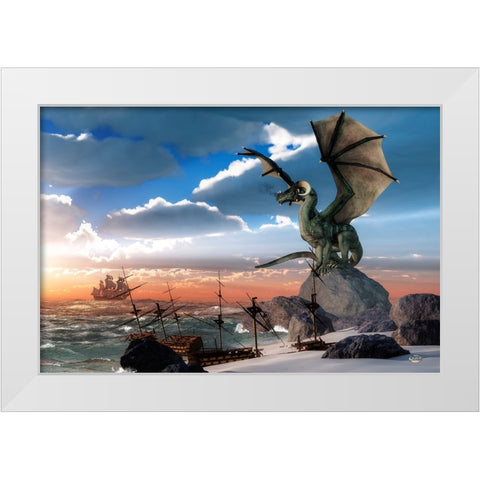 Scourge Of The Sea White Modern Wood Framed Art Print by Eskridge, Daniel