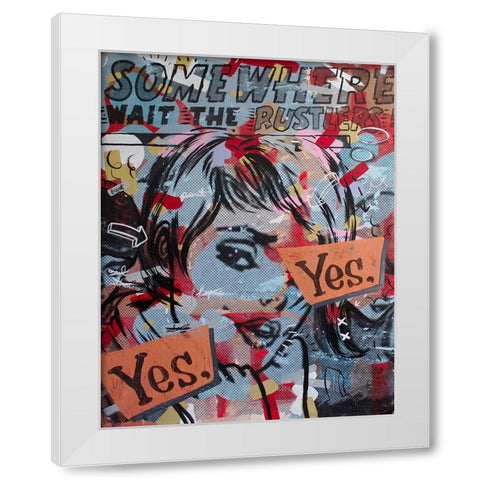 Yes Yes White Modern Wood Framed Art Print by Monteavaro, Dan