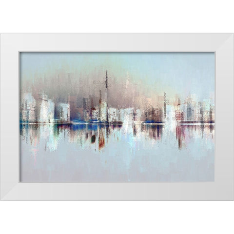 City of Pastels White Modern Wood Framed Art Print by Manlove, David
