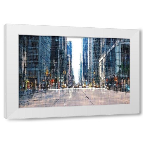 Street Scene NYC White Modern Wood Framed Art Print by Manlove, David