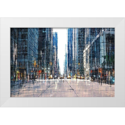 Street Scene NYC White Modern Wood Framed Art Print by Manlove, David