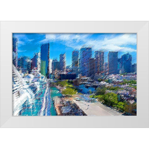 Pleasure City White Modern Wood Framed Art Print by Manlove, David