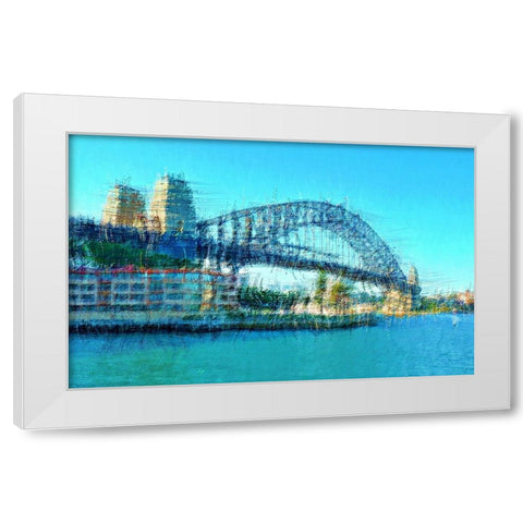 Sydney Harbour Bridge White Modern Wood Framed Art Print by Manlove, David
