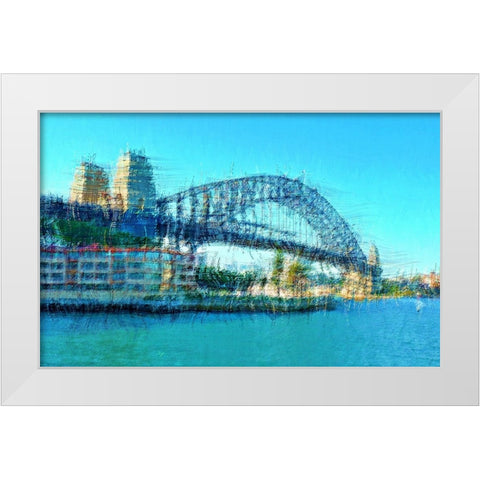 Sydney Harbour Bridge White Modern Wood Framed Art Print by Manlove, David