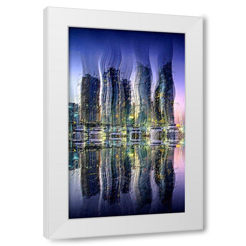Party at the Marina White Modern Wood Framed Art Print by Manlove, David