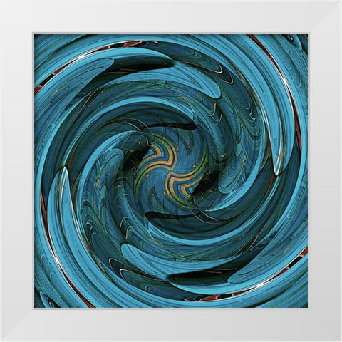 Sapphire Swirl White Modern Wood Framed Art Print by Manlove, David