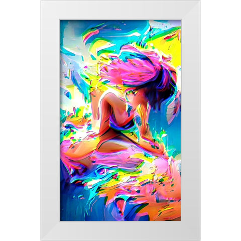 Surfs Up White Modern Wood Framed Art Print by Manlove, David