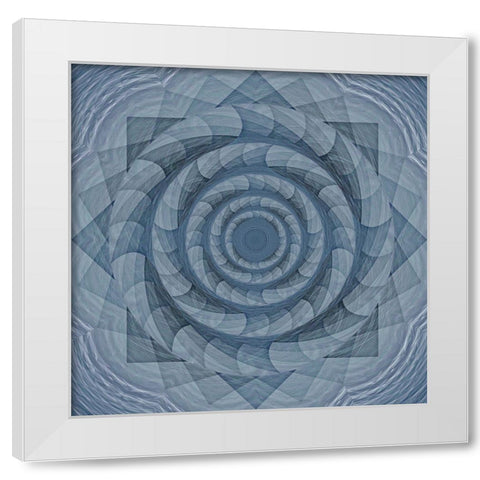Teal Diamond Rotor White Modern Wood Framed Art Print by Manlove, David