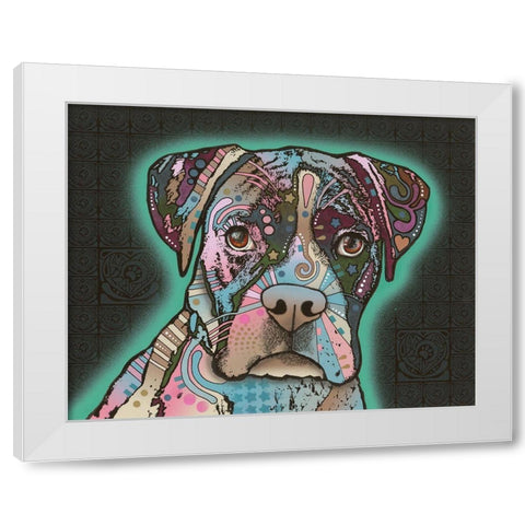 Love Thy Boxer White Modern Wood Framed Art Print by Dean Russo Collection