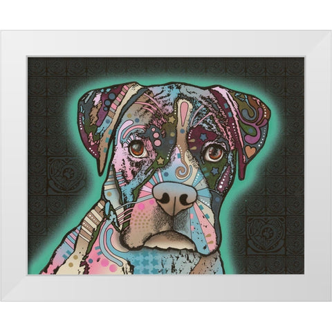 Love Thy Boxer White Modern Wood Framed Art Print by Dean Russo Collection