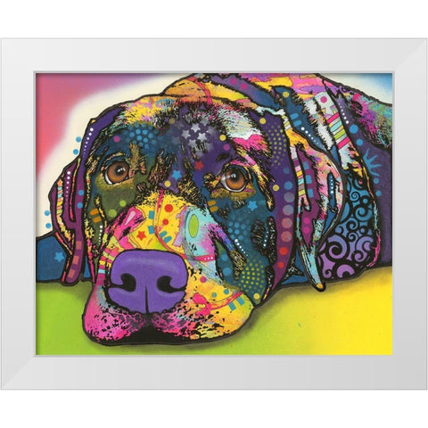 Savvy Labrador White Modern Wood Framed Art Print by Dean Russo Collection