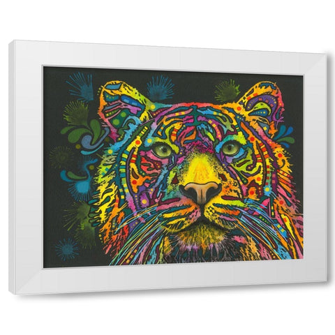 Tiger White Modern Wood Framed Art Print by Dean Russo Collection