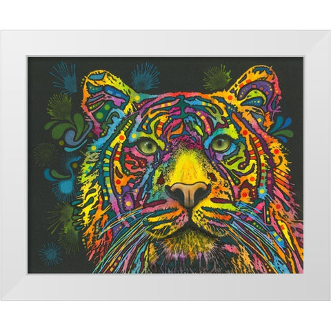 Tiger White Modern Wood Framed Art Print by Dean Russo Collection