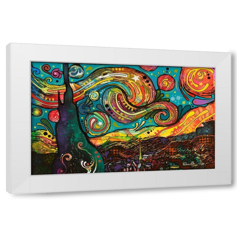Starry Night White Modern Wood Framed Art Print by Dean Russo Collection