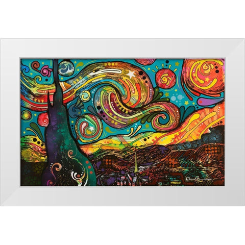 Starry Night White Modern Wood Framed Art Print by Dean Russo Collection