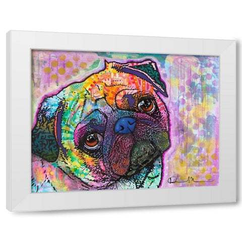 Pug Love White Modern Wood Framed Art Print by Dean Russo Collection