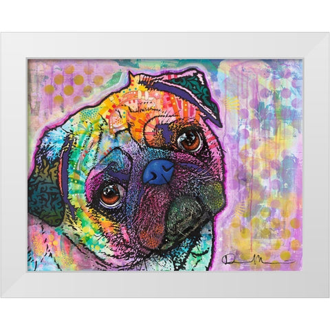 Pug Love White Modern Wood Framed Art Print by Dean Russo Collection