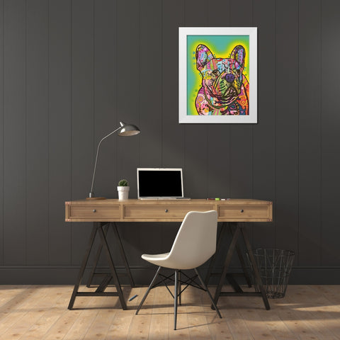 French Bulldog III White Modern Wood Framed Art Print by Dean Russo Collection