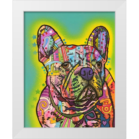 French Bulldog III White Modern Wood Framed Art Print by Dean Russo Collection