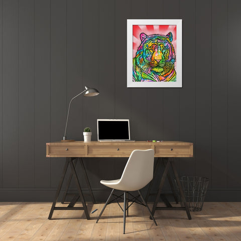 Tiger 2 White Modern Wood Framed Art Print by Dean Russo Collection