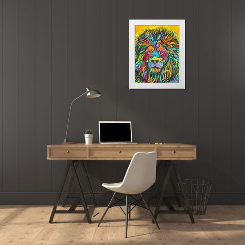 Lion Good White Modern Wood Framed Art Print by Dean Russo Collection