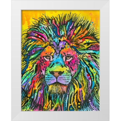 Lion Good White Modern Wood Framed Art Print by Dean Russo Collection