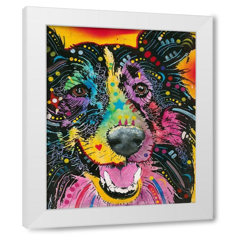 Smiling Collie  White Modern Wood Framed Art Print by Dean Russo Collection