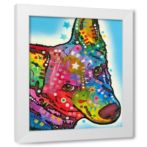 Aussie Sheep Dog White Modern Wood Framed Art Print by Dean Russo Collection