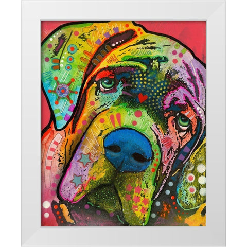 Mastiff White Modern Wood Framed Art Print by Dean Russo Collection