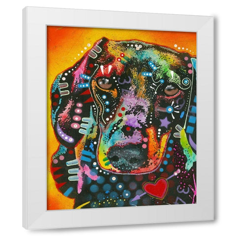 Brilliant Dachshund White Modern Wood Framed Art Print by Dean Russo Collection
