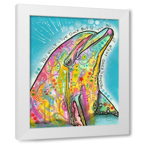 Dolphin White Modern Wood Framed Art Print by Dean Russo Collection