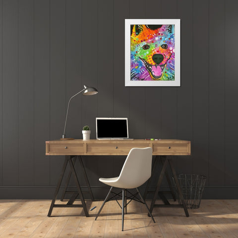 Pom Pom White Modern Wood Framed Art Print by Dean Russo Collection