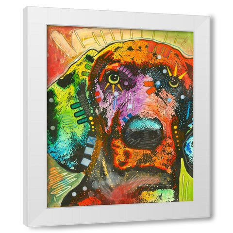 Gazing Puppy Love White Modern Wood Framed Art Print by Dean Russo Collection