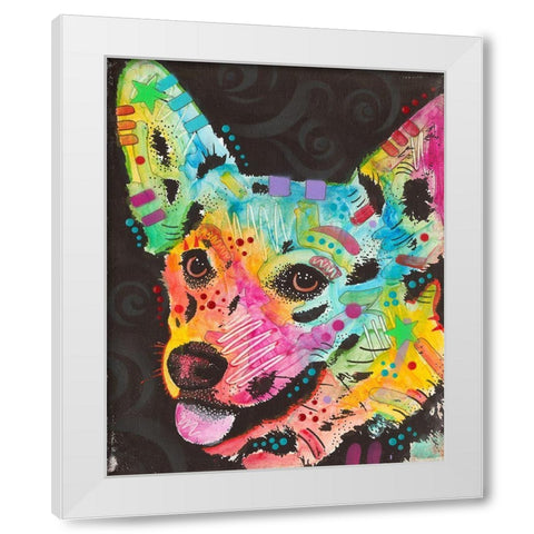 Corgi Pup White Modern Wood Framed Art Print by Dean Russo Collection