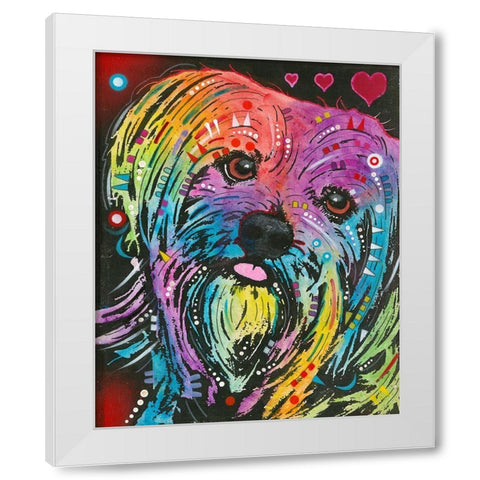 Maltese Pup White Modern Wood Framed Art Print by Dean Russo Collection