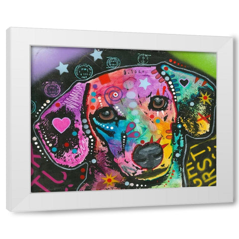 Alphabet Hound White Modern Wood Framed Art Print by Dean Russo Collection