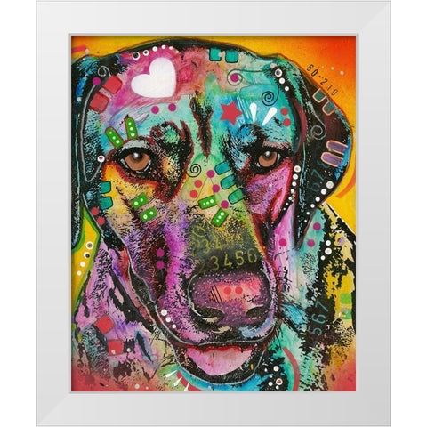 Labs have heart White Modern Wood Framed Art Print by Dean Russo Collection
