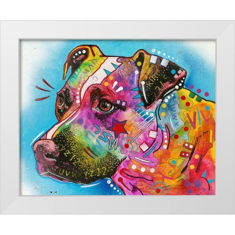 Pit Bull Star White Modern Wood Framed Art Print by Dean Russo Collection
