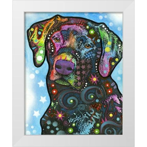 Blue Lab White Modern Wood Framed Art Print by Dean Russo Collection