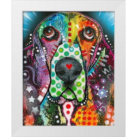 Basset Hound Original White Modern Wood Framed Art Print by Dean Russo Collection