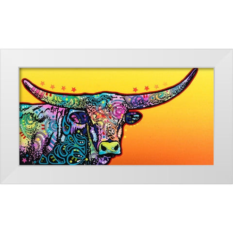 Longhorn White Modern Wood Framed Art Print by Dean Russo Collection