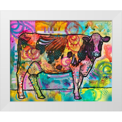 Cow - Mooove Over Rover White Modern Wood Framed Art Print by Dean Russo Collection
